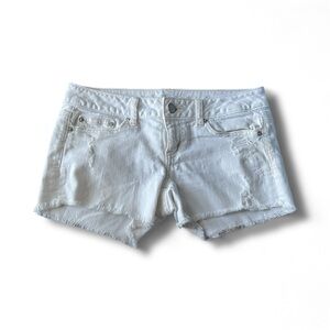American eagle White Distressed Denim Shorts
